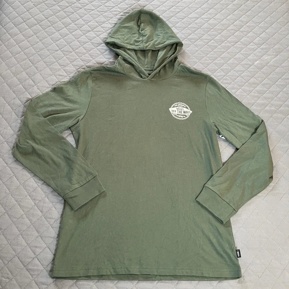 Vans Off The Wall 1996 Hooded Long Sleeve Graphic Knit Top Skateboard Logo L